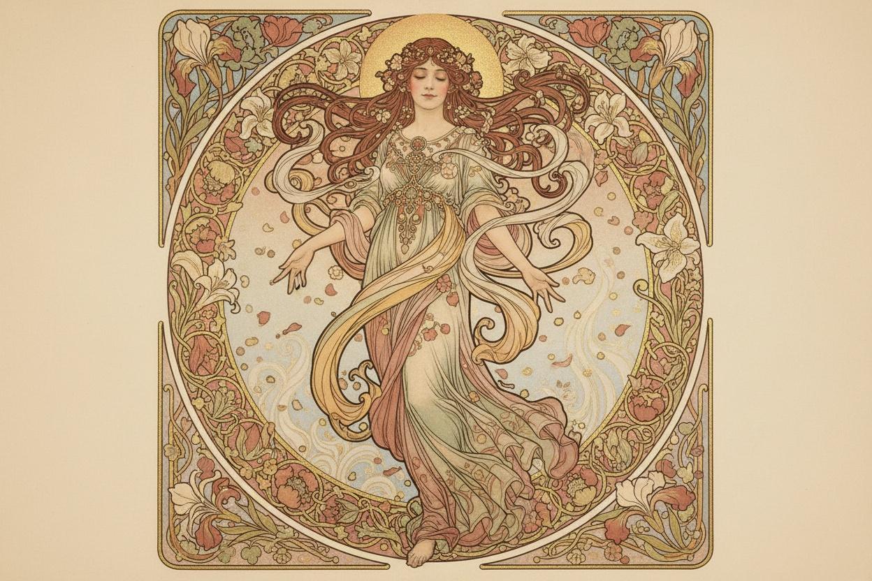 Ethereal Bloom: The Gilded Muse In Reverie — Isabelle Michel
