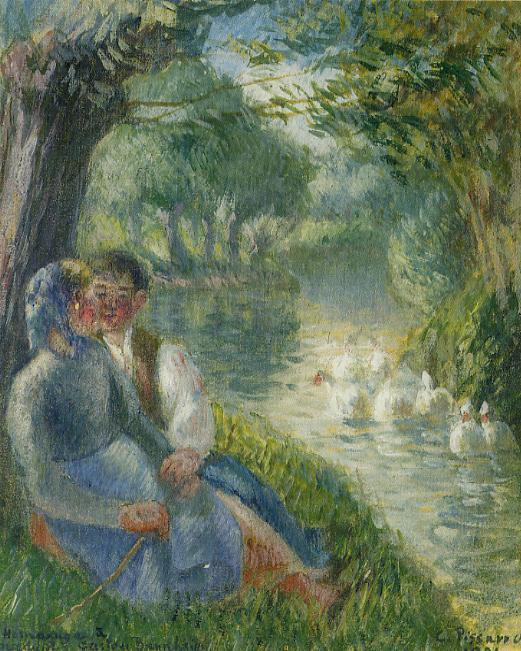Lovers Seated At The Foot Of A Willow Tree — Camille Pissarro