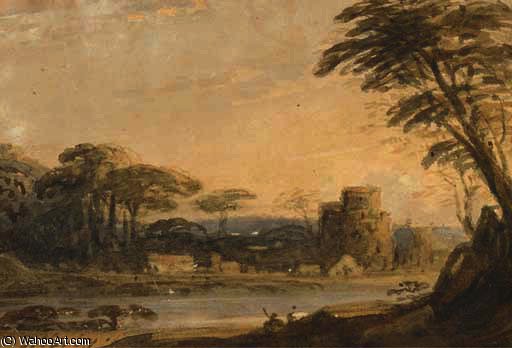 A Fortified Village By A River — John Varley I (the Older)