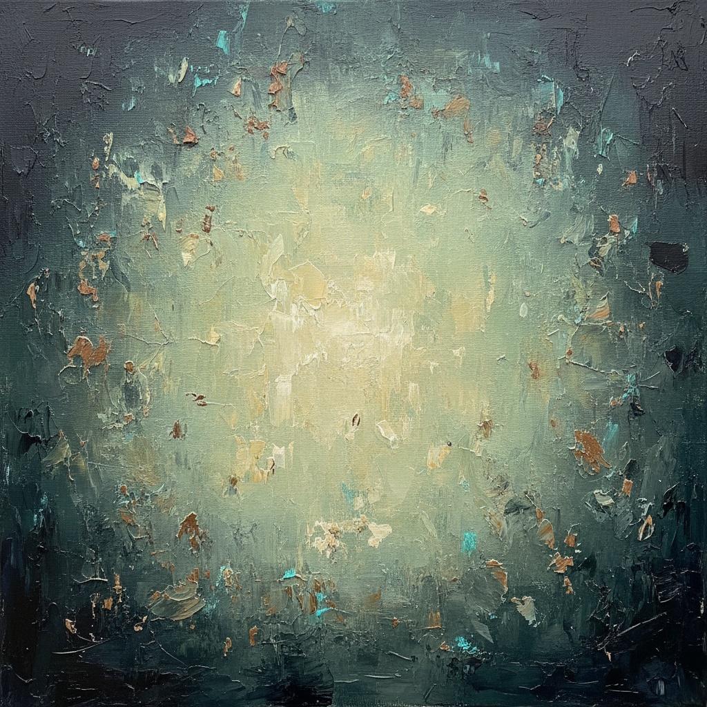 Strahlender Kern Des Himmlischen Verfalls In Ätherischem Schiefer Und Leuchtendem Creme-impasto — David Moreau