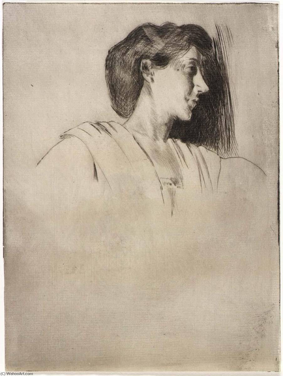 Study Of A Woman's Head In Profile — Julian Alden Weir