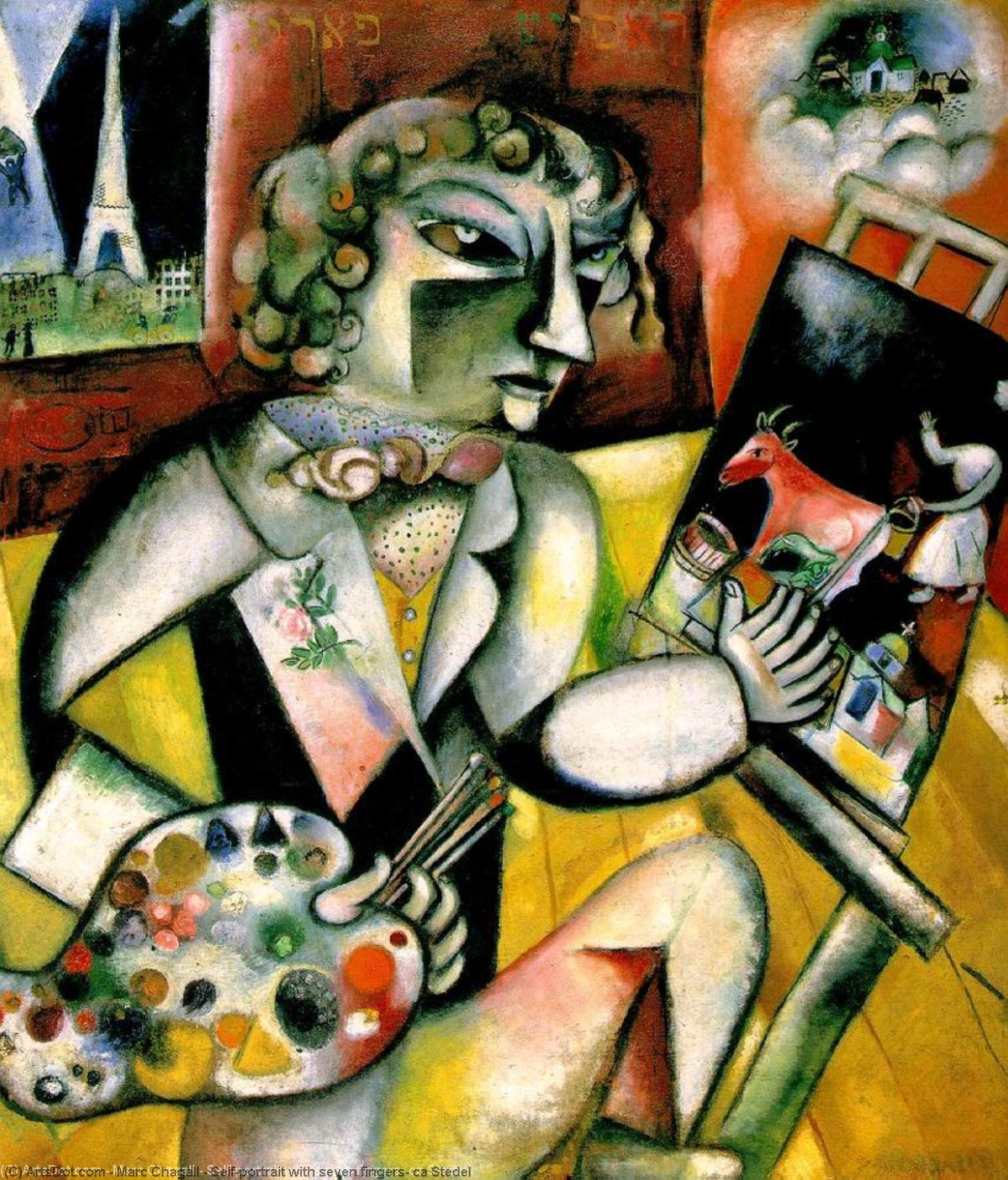 Self-portrait With Seven Fingers, Ca Stedel — マルク・シャガール