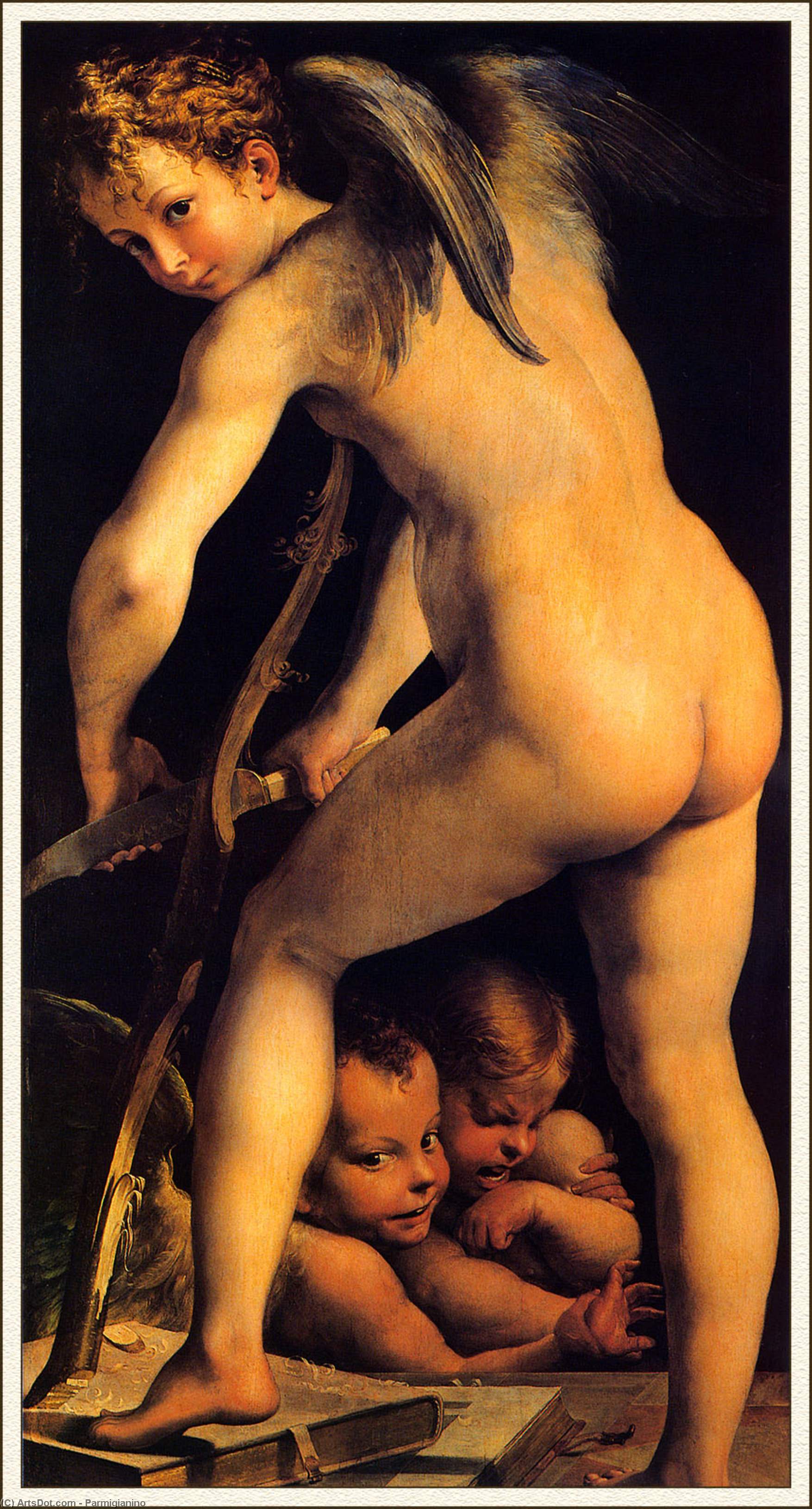 Amor Carving His Bow — Parmigianino
