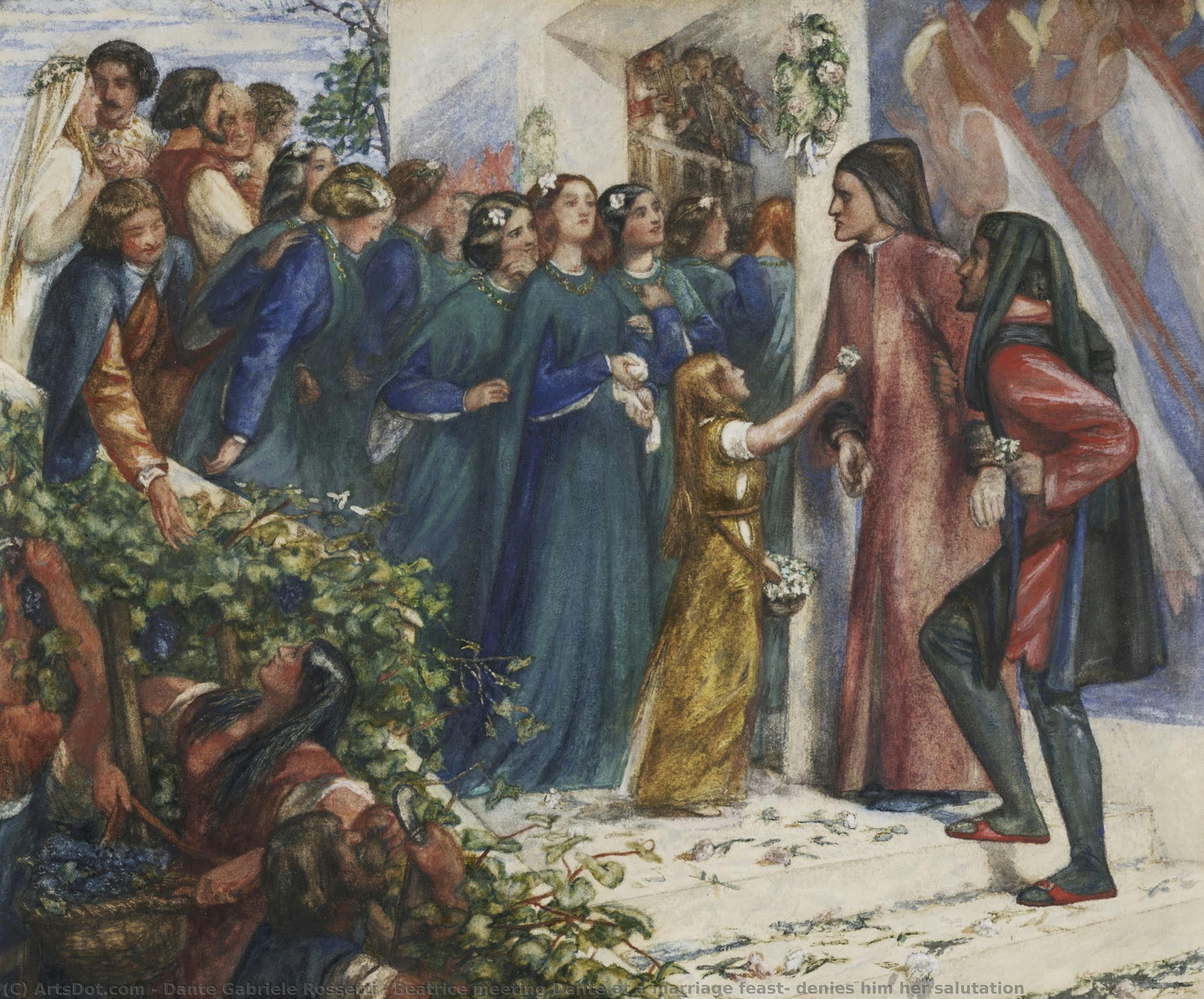 Beatrice Trifft Dante Auf Einer Hochzeit, Verweigert Ihm Ihre Begrüßung — Dante Gabriel Rossetti