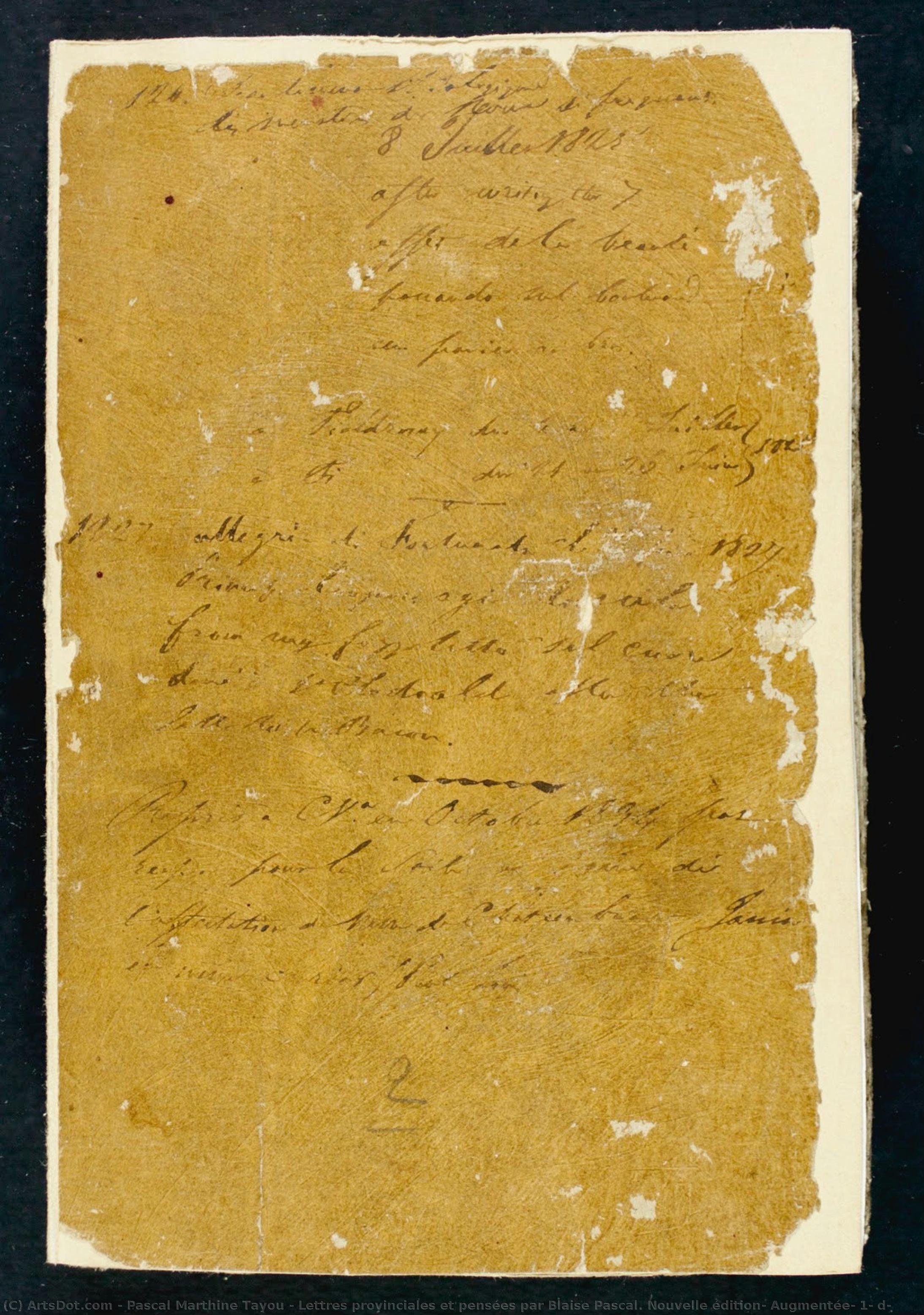 Lettres Provinciales Et Pensées Par Blaise Pascal. Nouvelle Édition, Augmentée, 1° D — Pascal Marthine Tayou