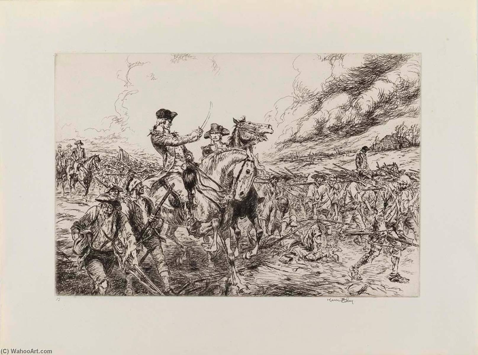 Washington And Lee At Monmouth (from The Portfolio The Bicentennial Pageant Of George Washington ) — Kerr Eby