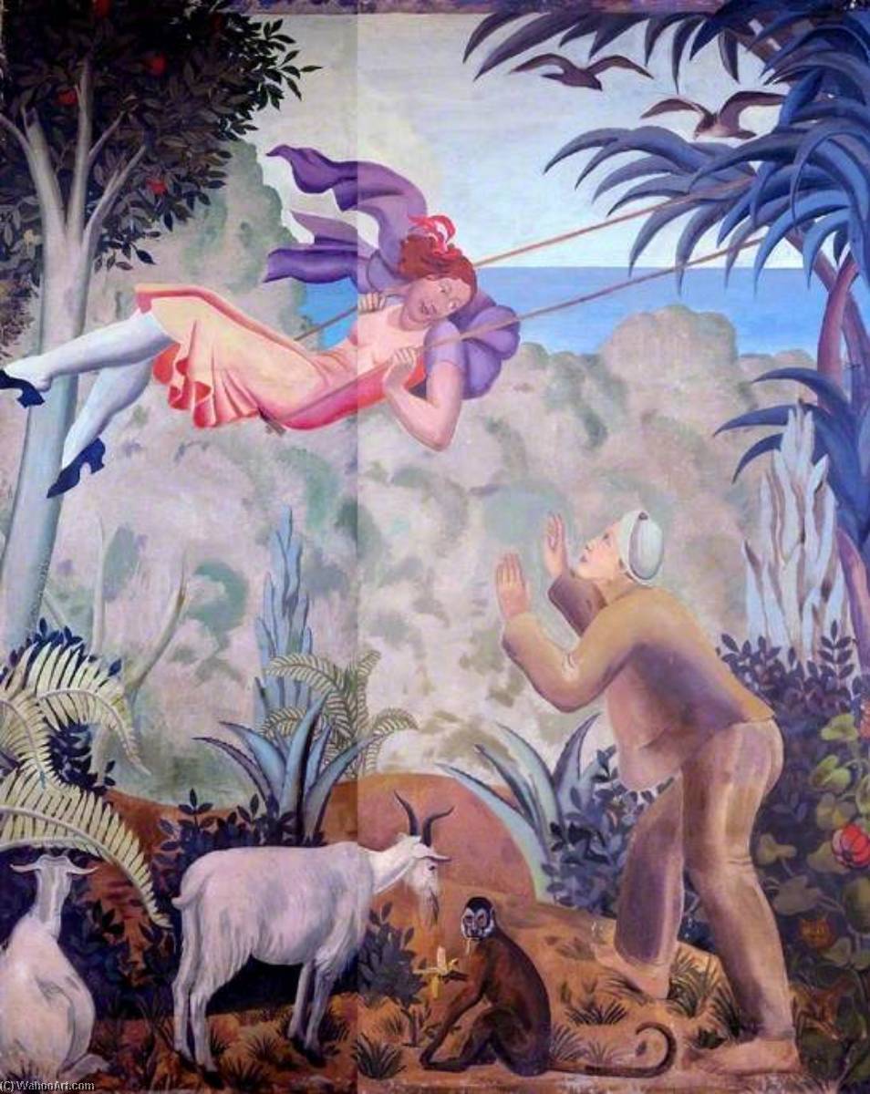 A Tropical Fantasy Charles Reilly's Dining Room Mural (panel 4 Of 6) — Mary Adshead