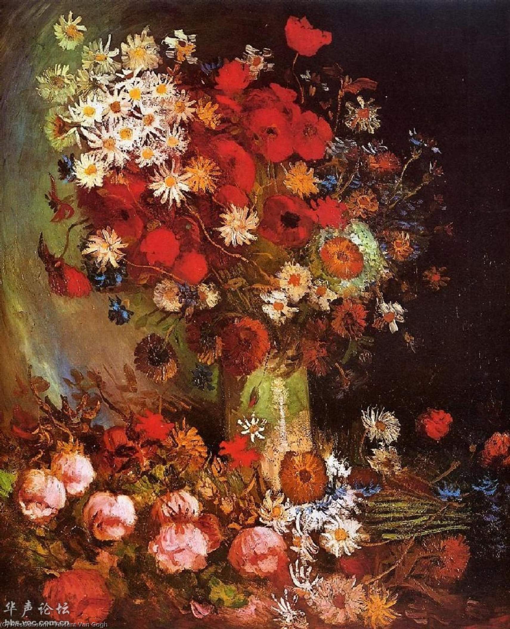 Vase Mit Poppies, Cornflowers, Peonies Und Chrysanthemums — Vincent Willem Van Gogh