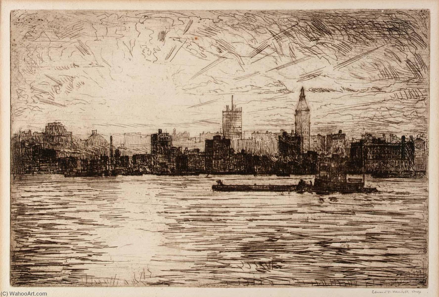 East River Sunset Building The Empire — Edward S Hewitt