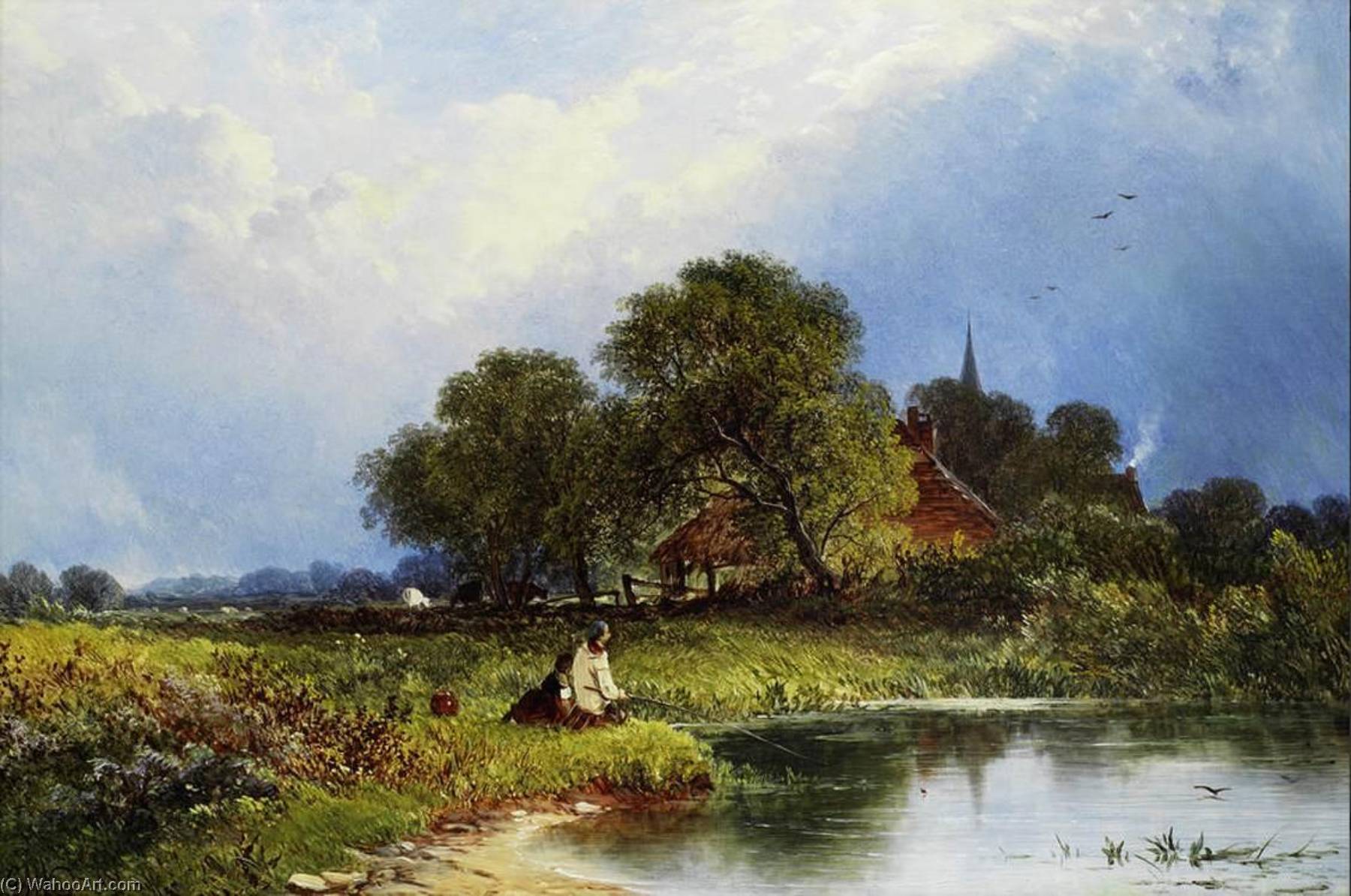 Fishermen In A Landscape — George Augustus Williams