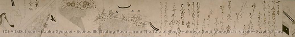 Scenes Illustrating Poems From The Tale Of Genji (hakubyō Genji Monogatari Emaki), Scrolls 3 And 4 — Kaoku Gyokuei