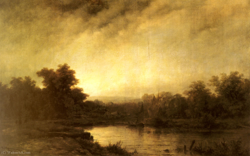 Adrianus Van A River Landscape — Remigius Van Haanen