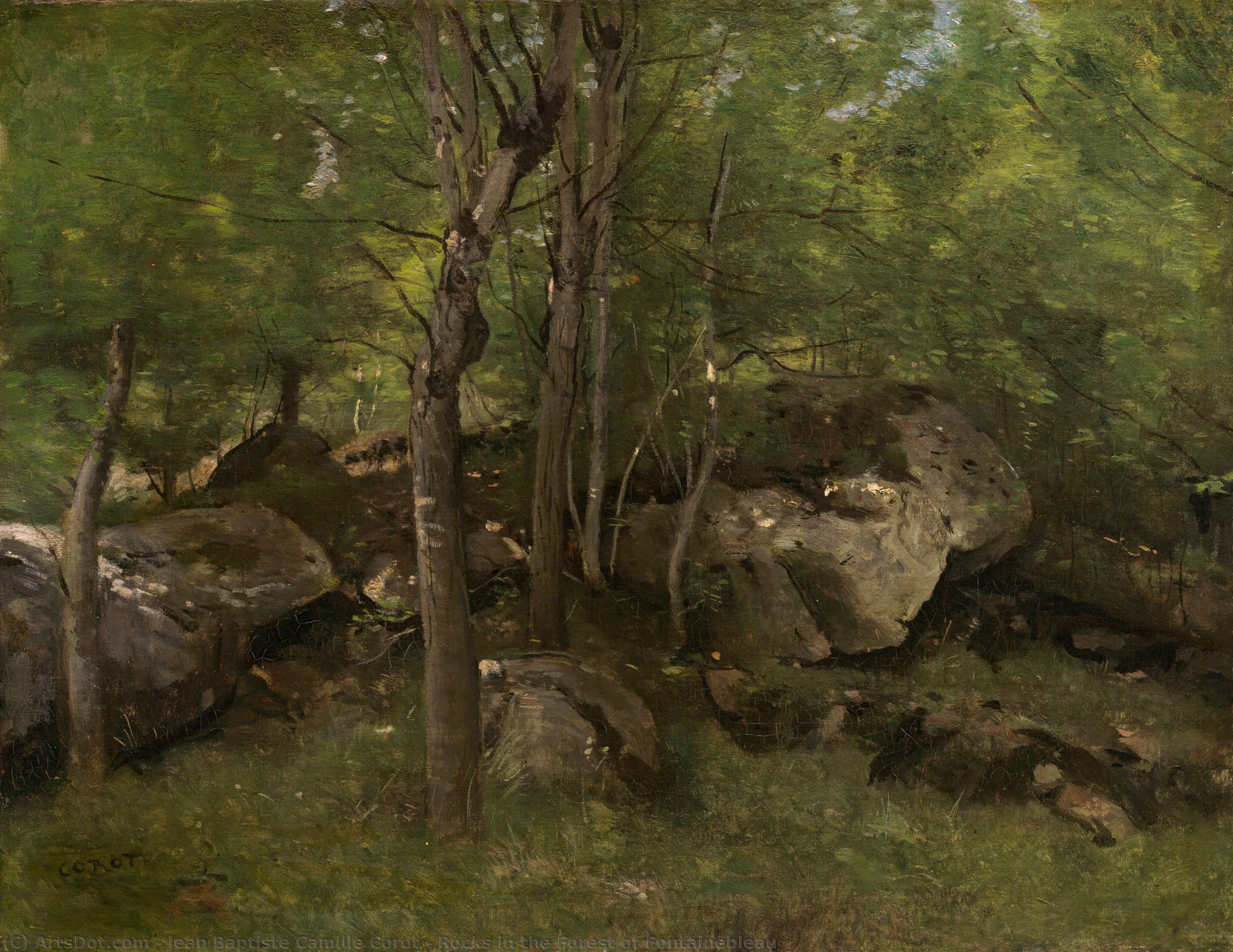 Felsen Im Wald Von Fontainebleau — Jean-baptiste-camille Corot