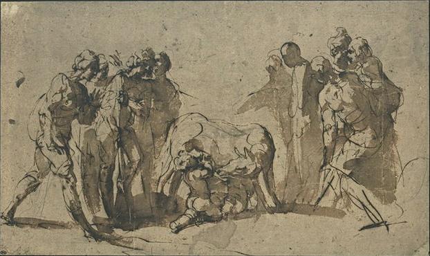Romulus And Remus Suckled By The Wolf, Under The Gaze Of Many Figures — Salvator Rosa