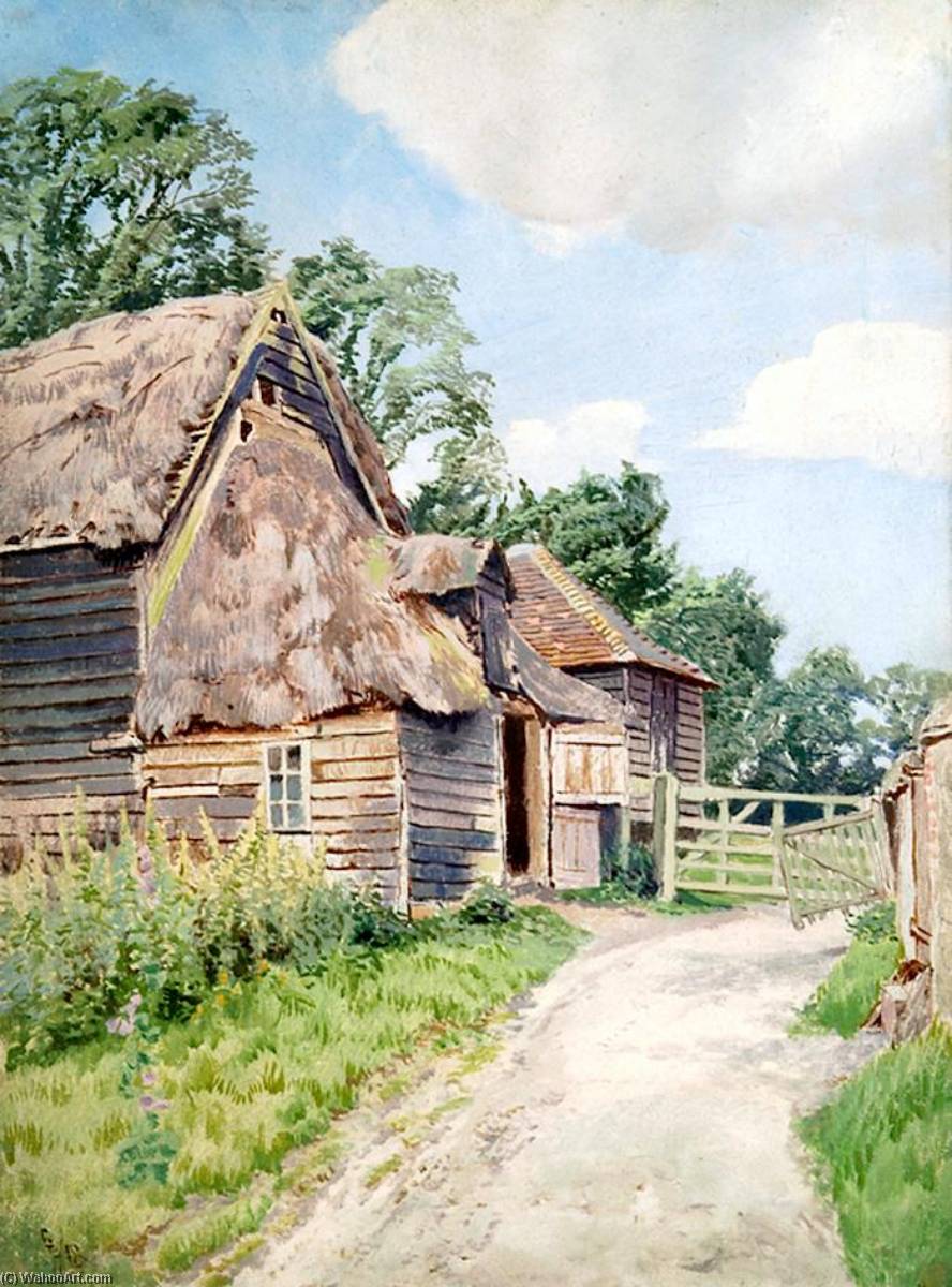 Exterior View Of Unidentified Barn At Bletchingley Or Godstone, Surrey — Ernest C Christie