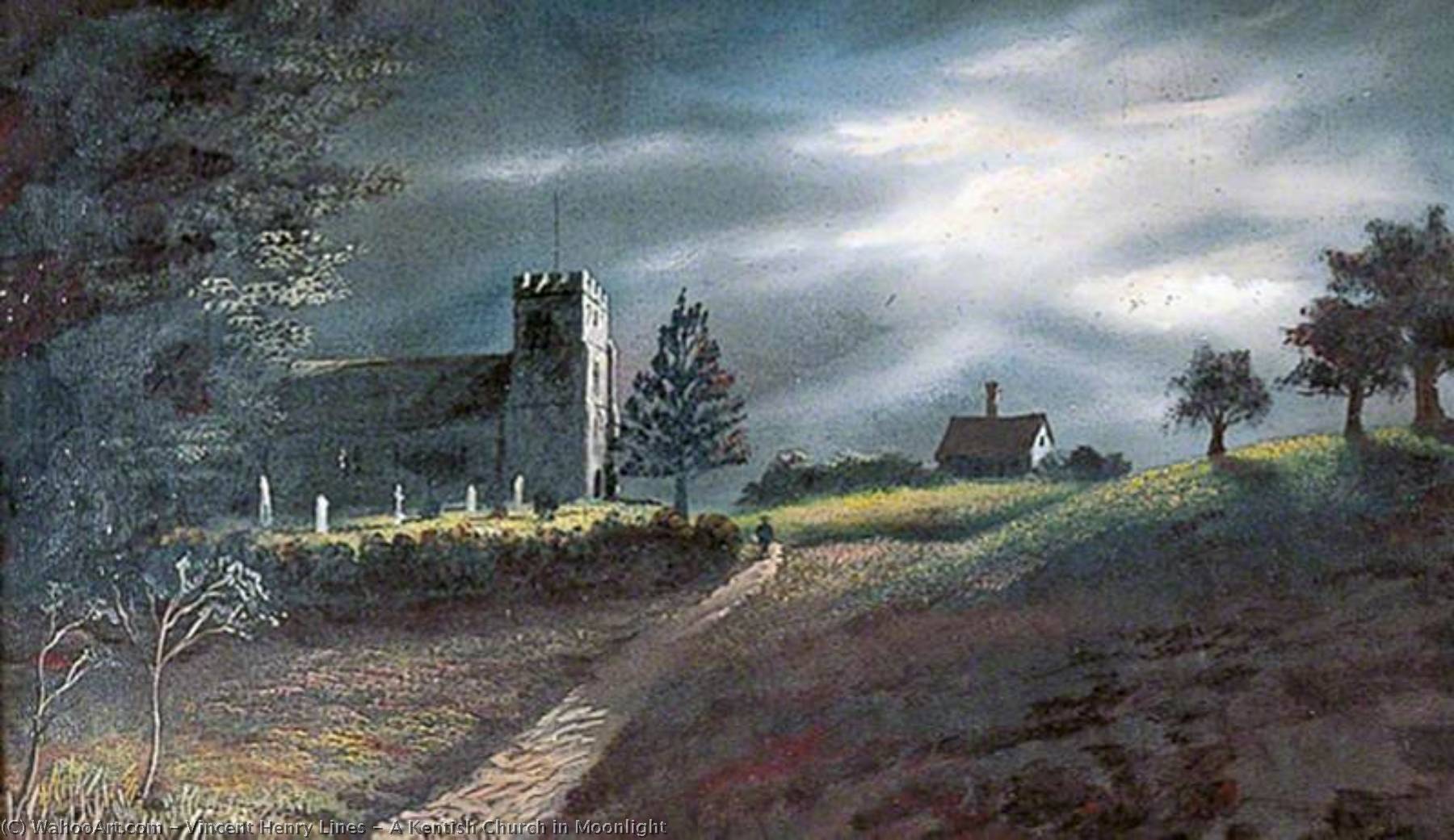 A Kentish Church In Moonlight — Vincent Henry Lines
