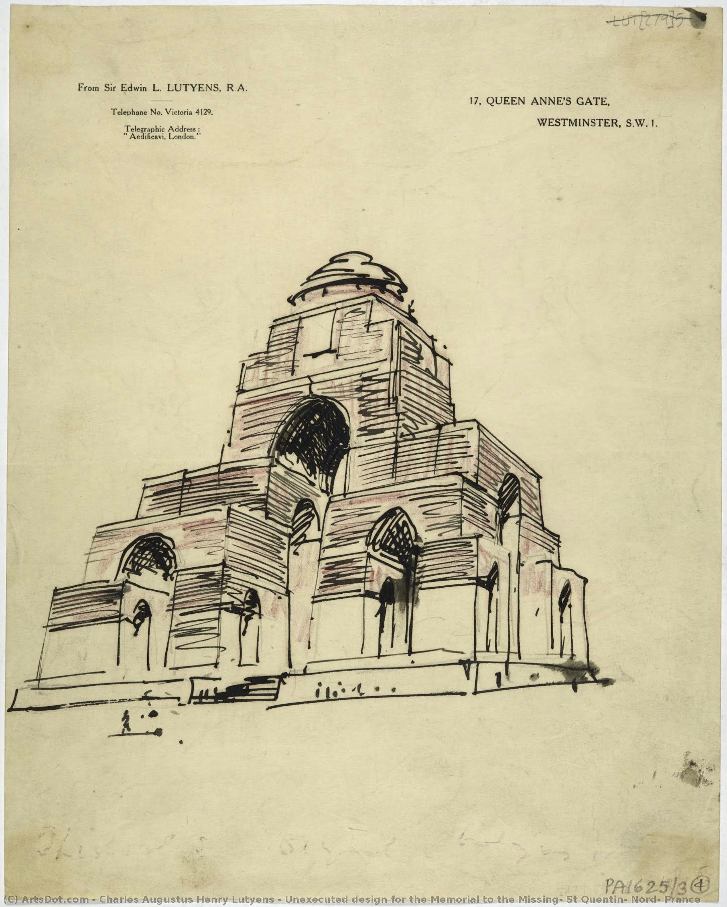 Unexecuted Design For The Memorial To The Missing, St Quentin, Nord, France — Charles Augustus Henry Lutyens