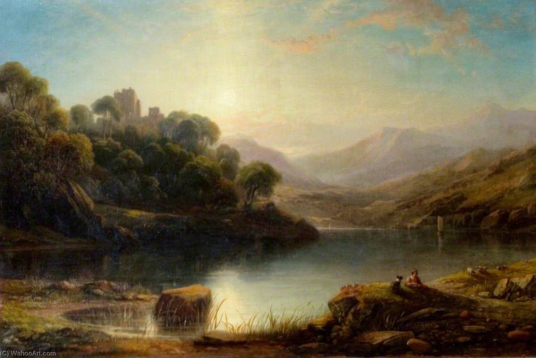 Landscape With A Lake And A Shepherd — George Frederick Buchanan