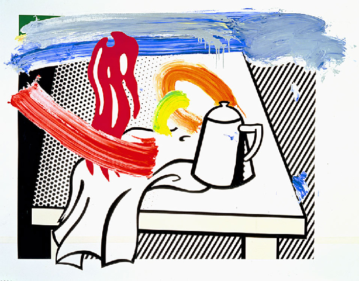 Collage Para La Vida En Acuarela Con Tetera — Roy Lichtenstein