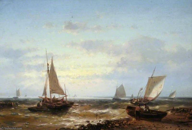 Fishing Boats In A Fresh Breeze, Evening — Abraham Hulk Senior