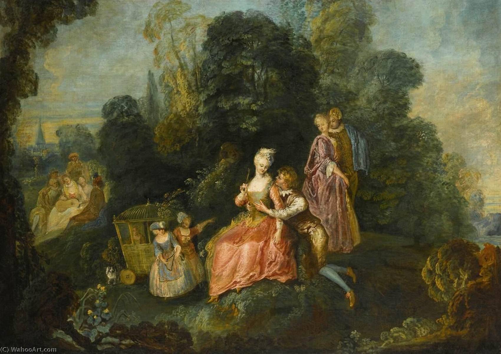 Elegantly Dressed Group In A Garden Setting — Pierre Antoine Quillard