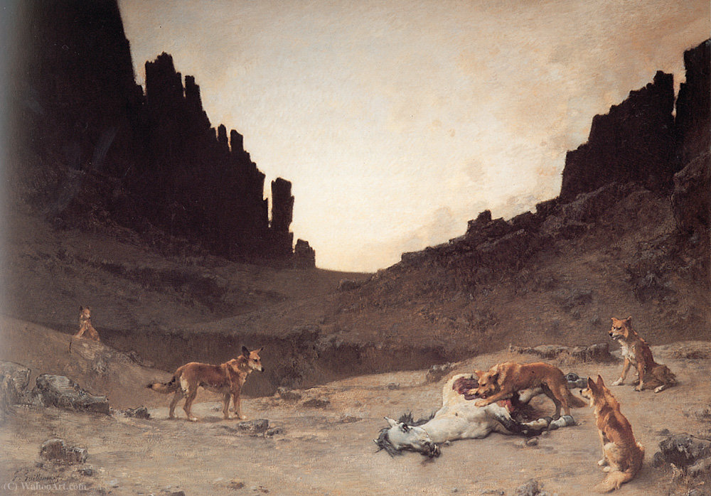 Dogs Of The Douar Devuring A Dead Horse — Gustave Guillaumet