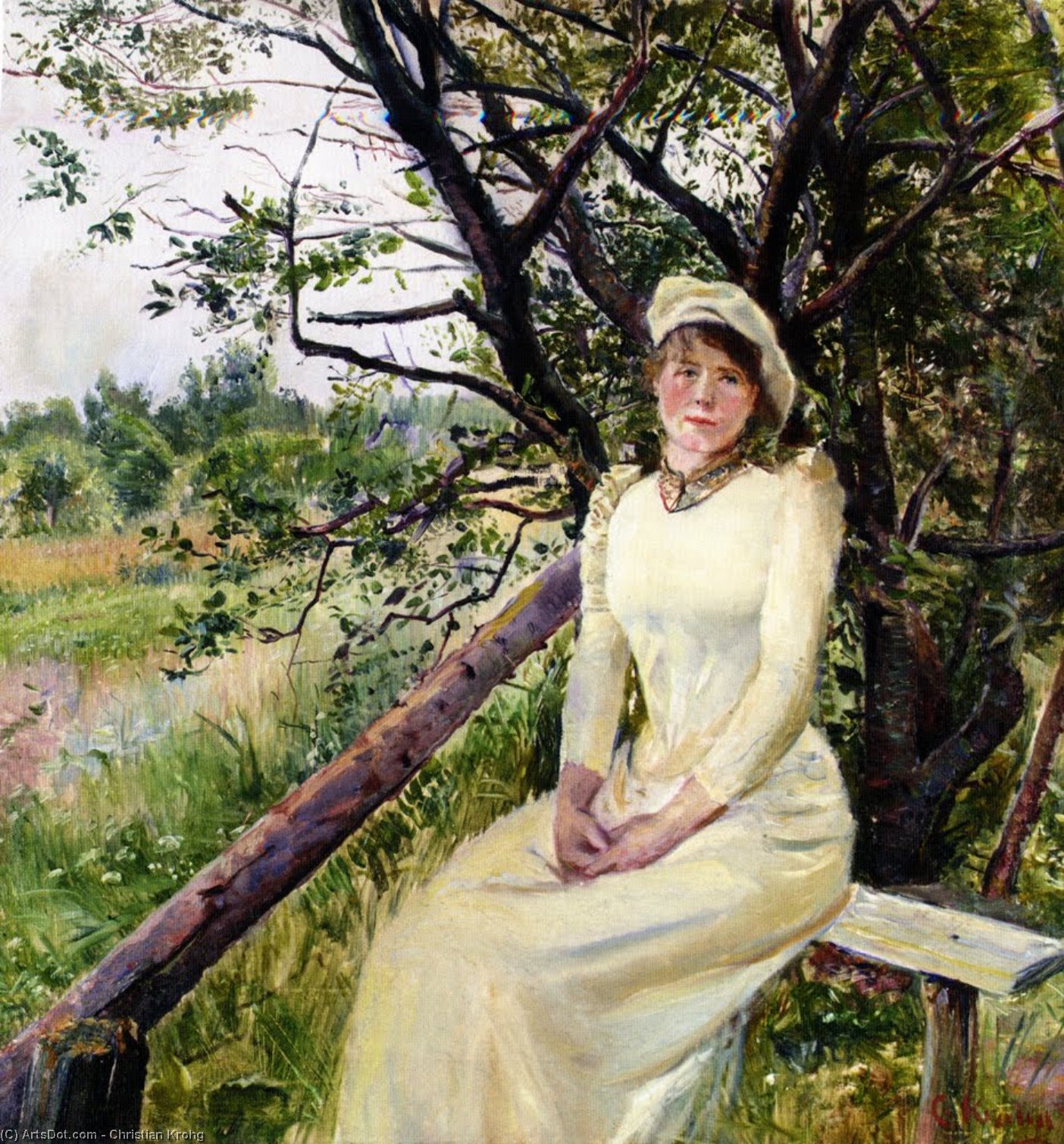 Ung Kvinne Pa En Benk Young Woman On A Bench — Christian Krohg