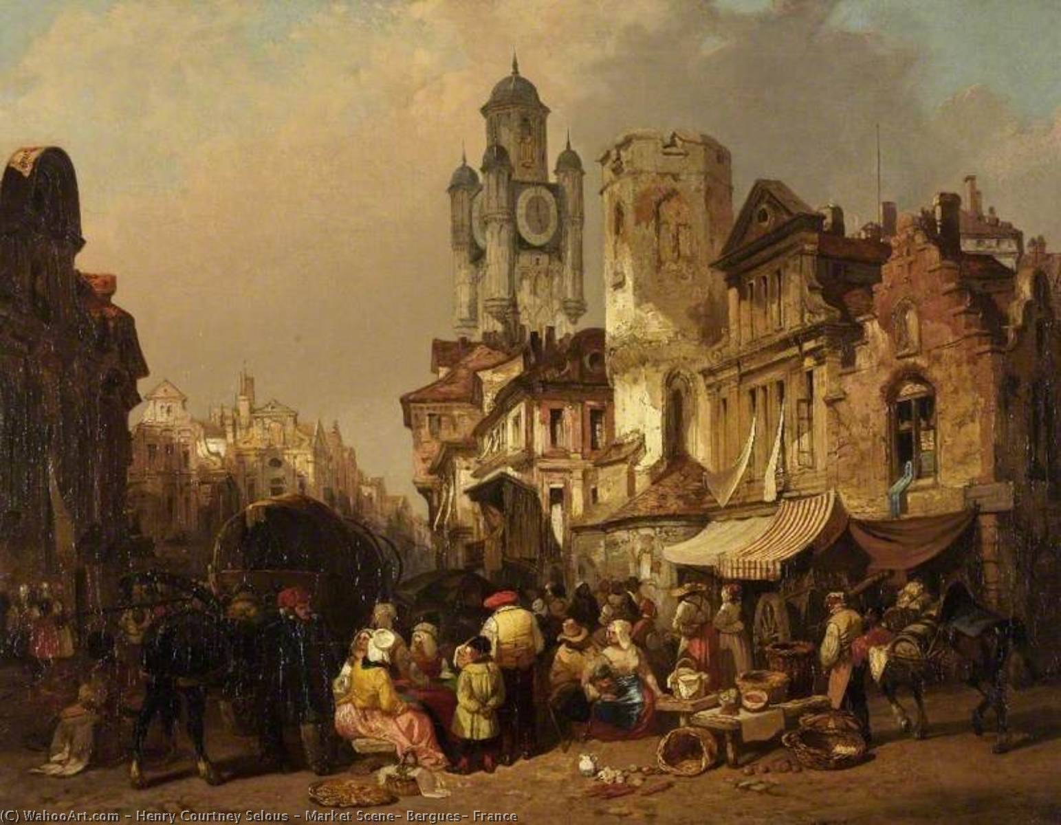 Market Scene, Bergues, France — Henry Courtney Selous