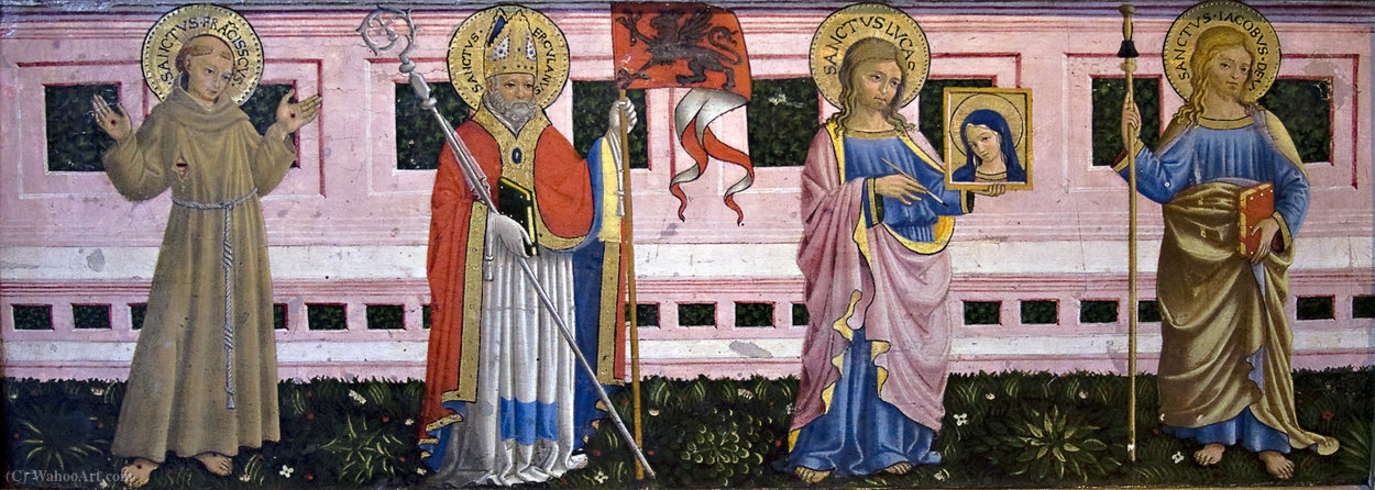 Francis Of Assisi, Herculan, Luke And James The Greater — Bartolomeo Caporali