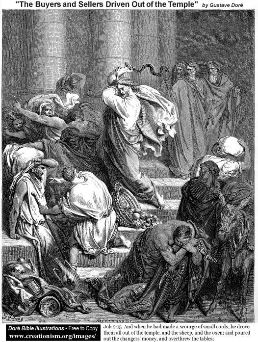 Die Vertreibung Der Kaufleute Und Händler Aus Dem Tempel — Paul Gustave Doré