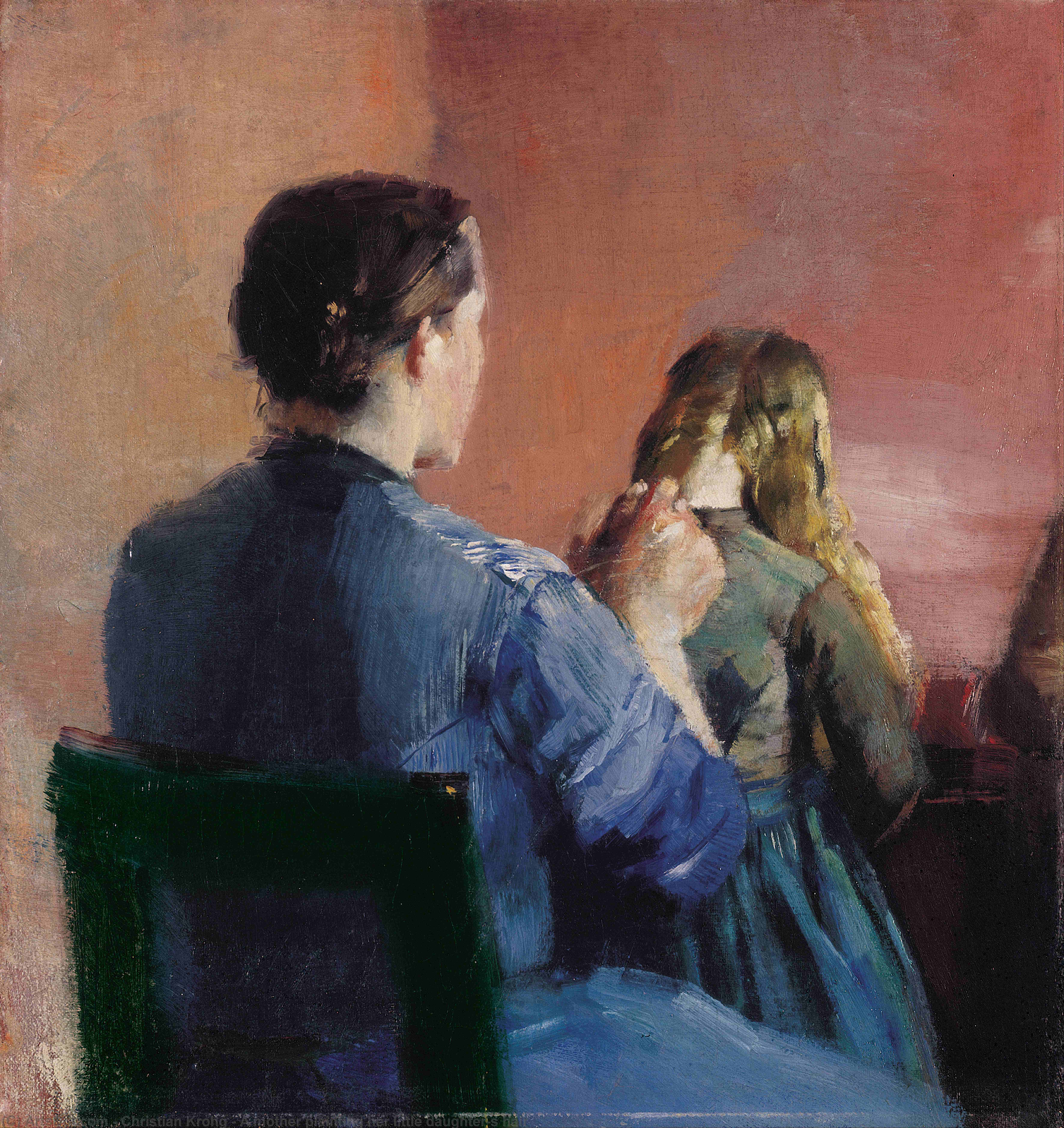 A Mother Plainting Her Little Daughter's Hair — Christian Krohg
