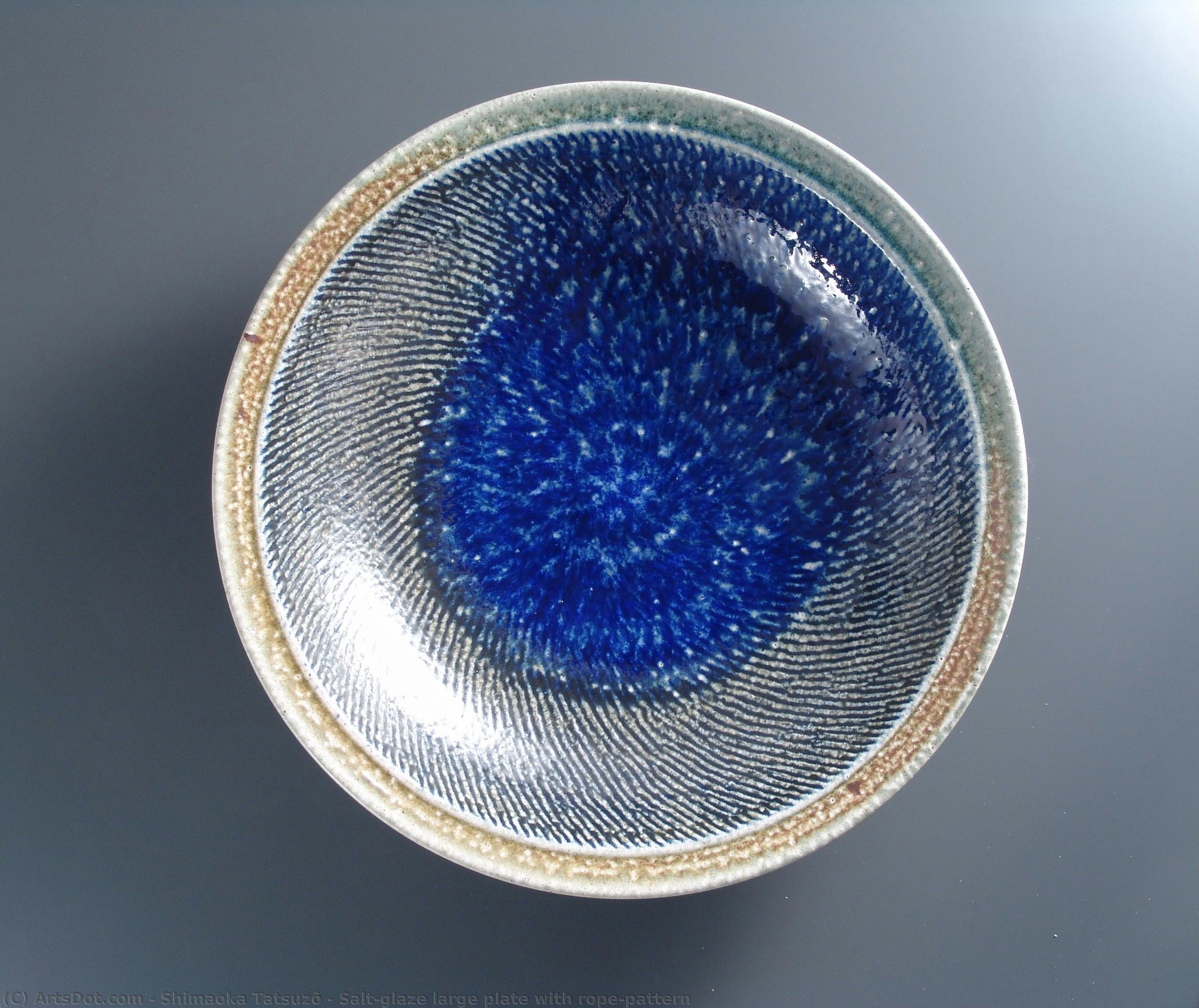 Salt-glaze Large Plate With Rope-pattern — Shimaoka Tatsuzō