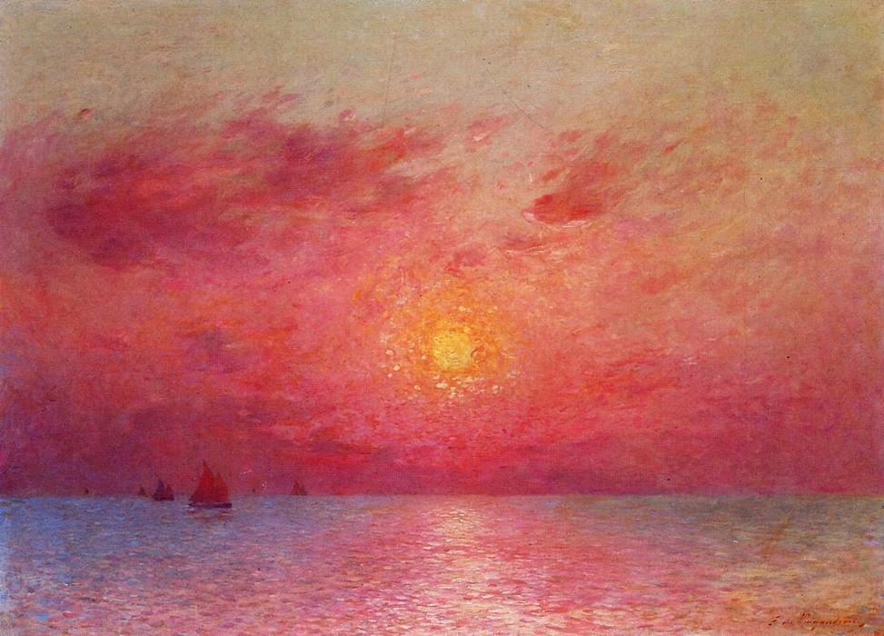Sailboats At Sea, Evening — フェルディナン・デュ・ピュイゴー