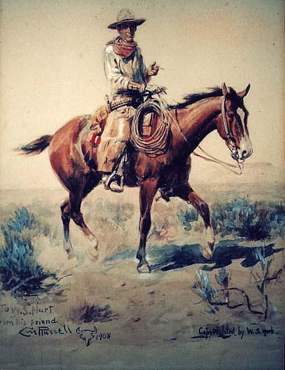 William S. Hart And Horse, (painting) — Charles Marion Russell