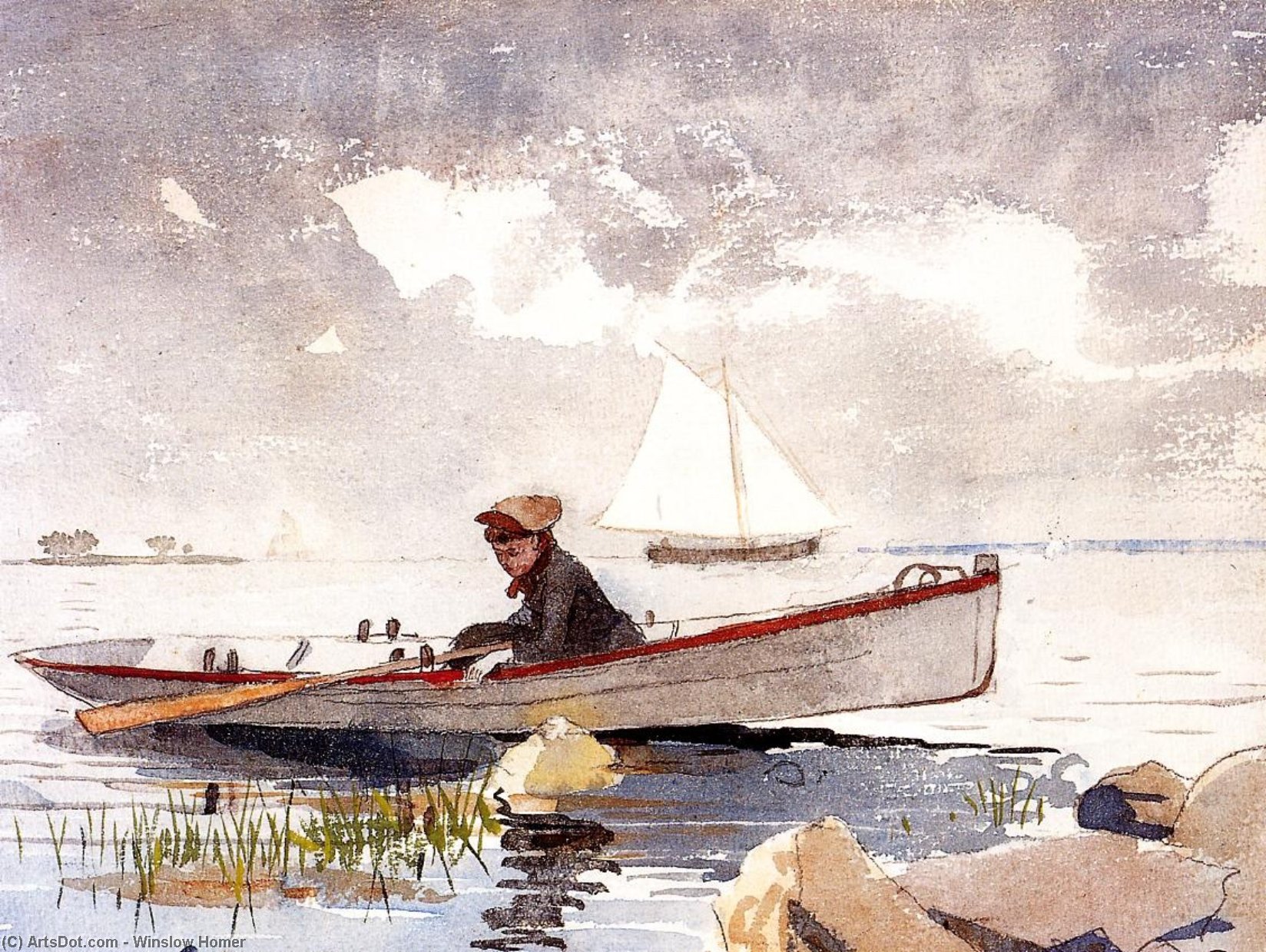 A Girl In A Punt — Winslow Homer