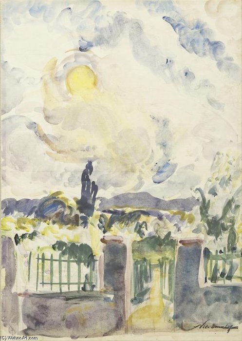 Park Entrance On A Rainy Day — Nikolai Aleksandrovich Tarkhov