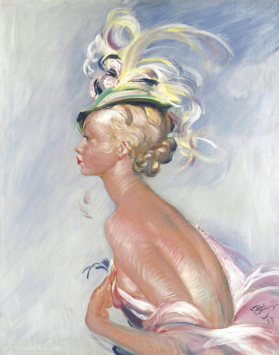 Fashionable Woman In Hat With Feathers, (1933s) — Jean-gabriel Domergue
