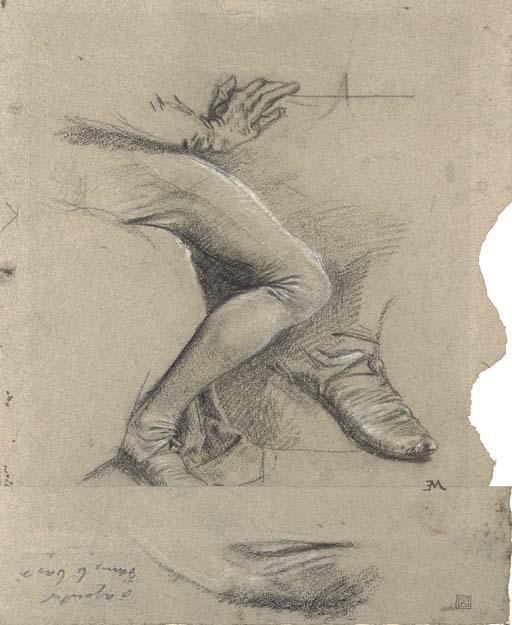 Study Of The Lower Arm And Right Leg Of A Seated Man — Jean-louis Ernest Meissonier
