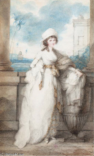 Portrait Of A Lady, Standing On A Balcony — George Chinnery