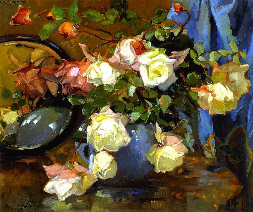 Roses In A Blue Bowl — František Bischoff