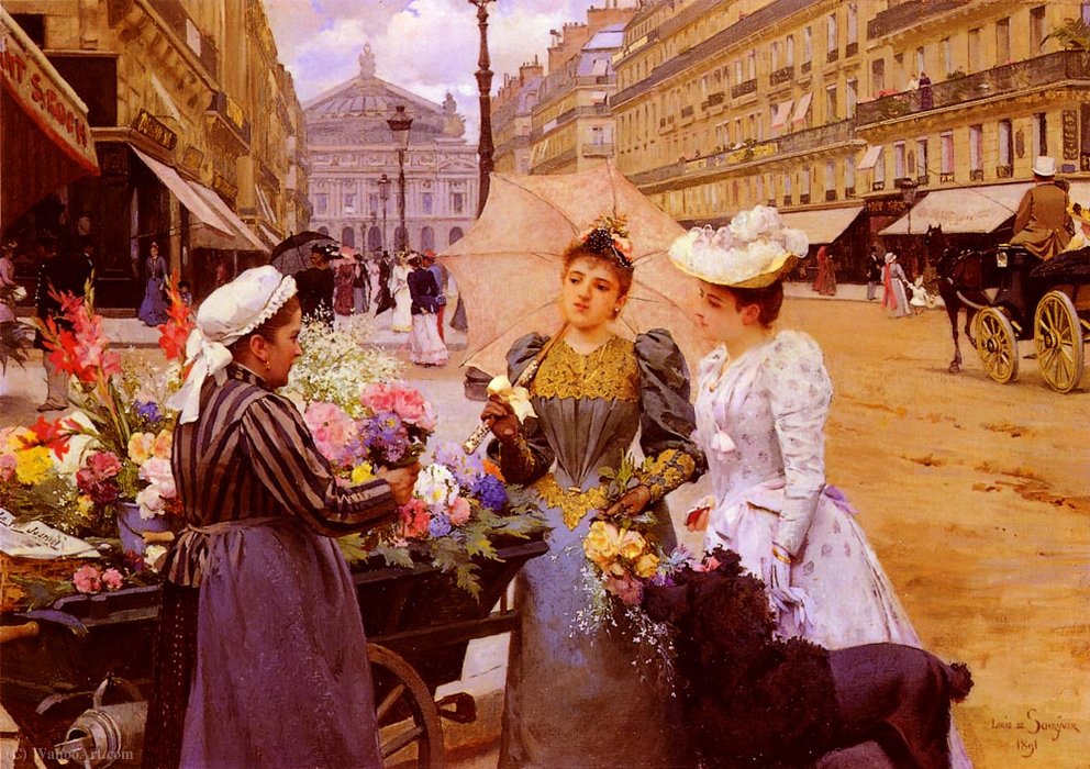Marchande De Fleurs, Avenue De L-opera — Louis Marie De Schryver