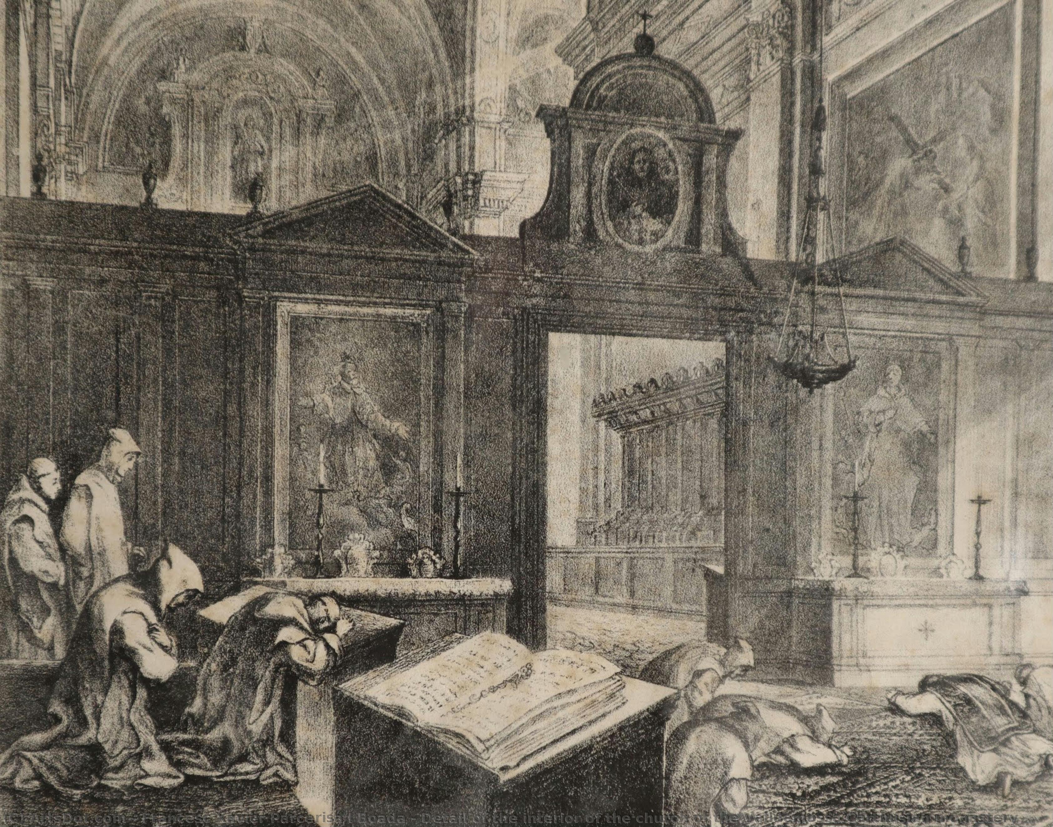 Detail Of The Interior Of The Church Of The Valldemossa Carthusian Monastery — Francesc Xavier Parcerisa I Boada