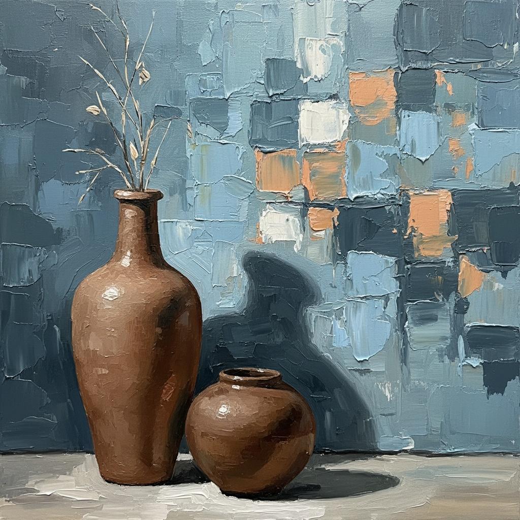 Monolithic Vessels In Muted Earth Tones Amidst A Textured Mosaic Of Slate And Clay — Christian Noiret