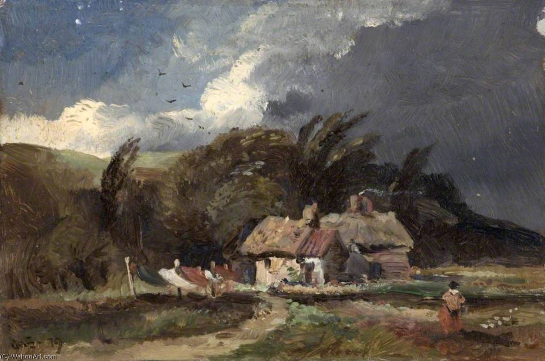 Cottage With Stormy Sky — George Hornblower Simms