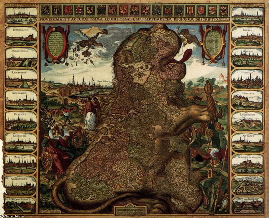 Lion Map (leo Belgicus) — Claes Jansz The Younger Visscher