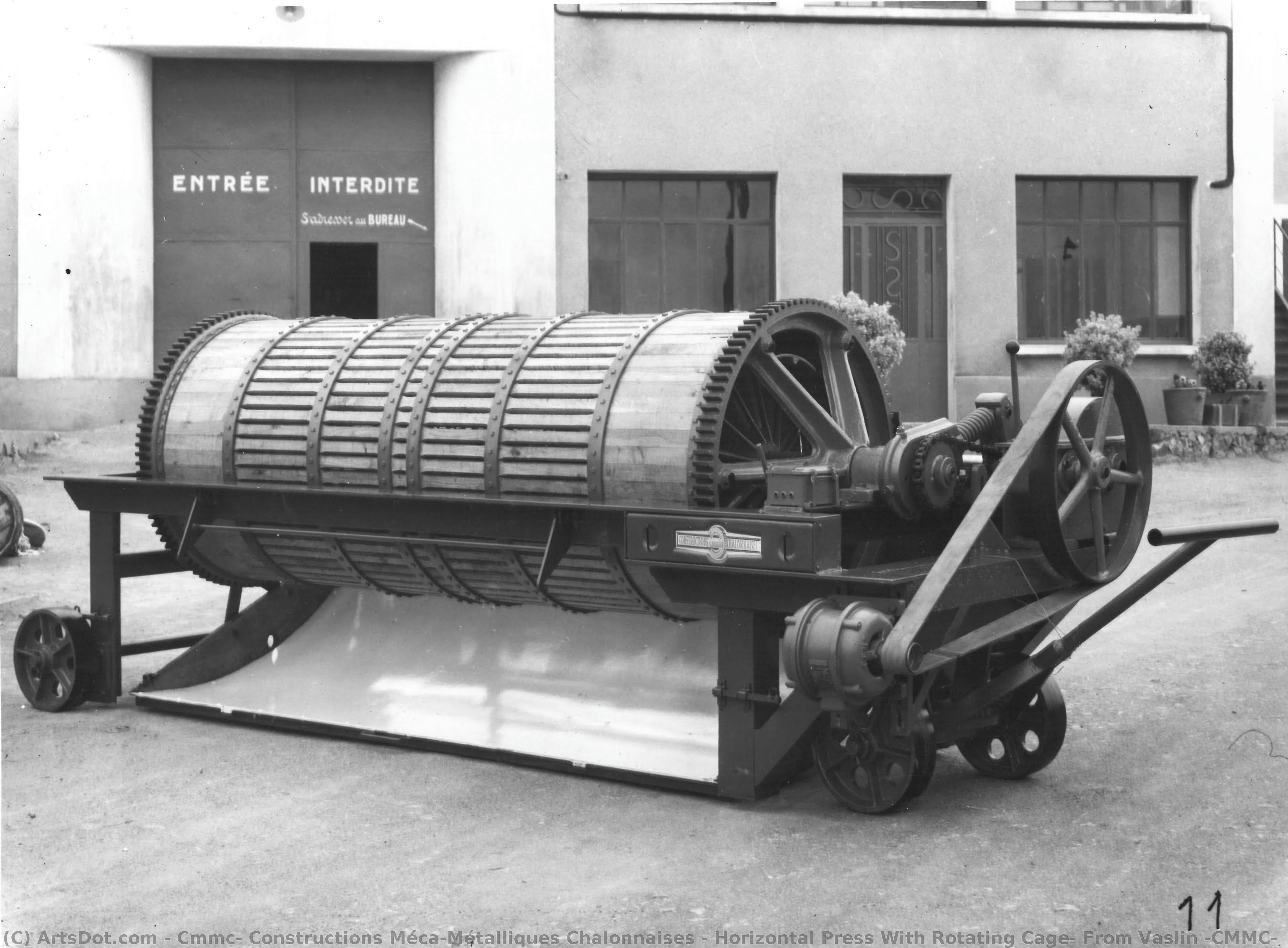 Horizontal Press With Rotating Cage, From Vaslin (cmmc) — Cmmc, Constructions Méca-métalliques Chalonnaises