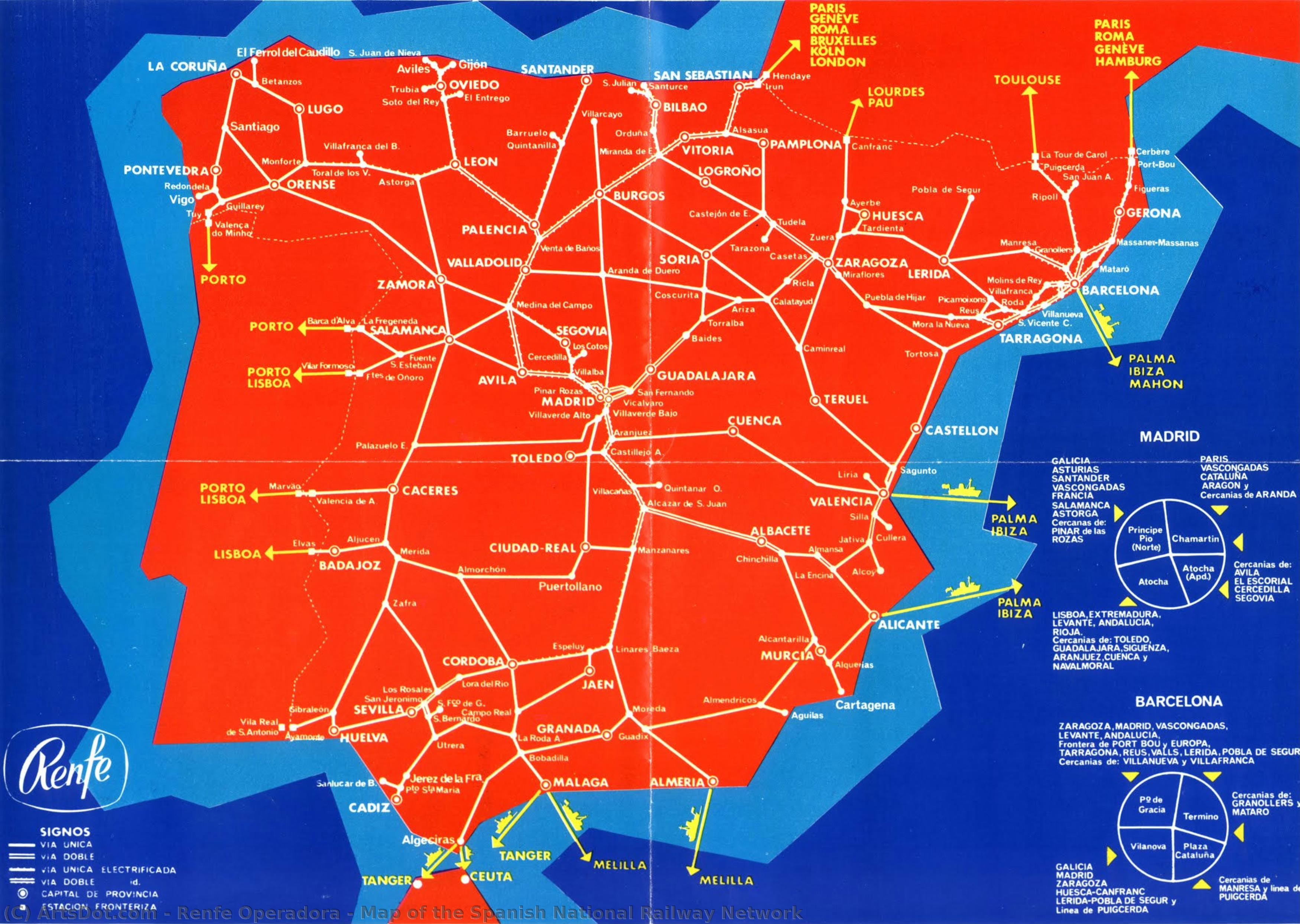 Map Of The Spanish National Railway Network — Renfe Operadora