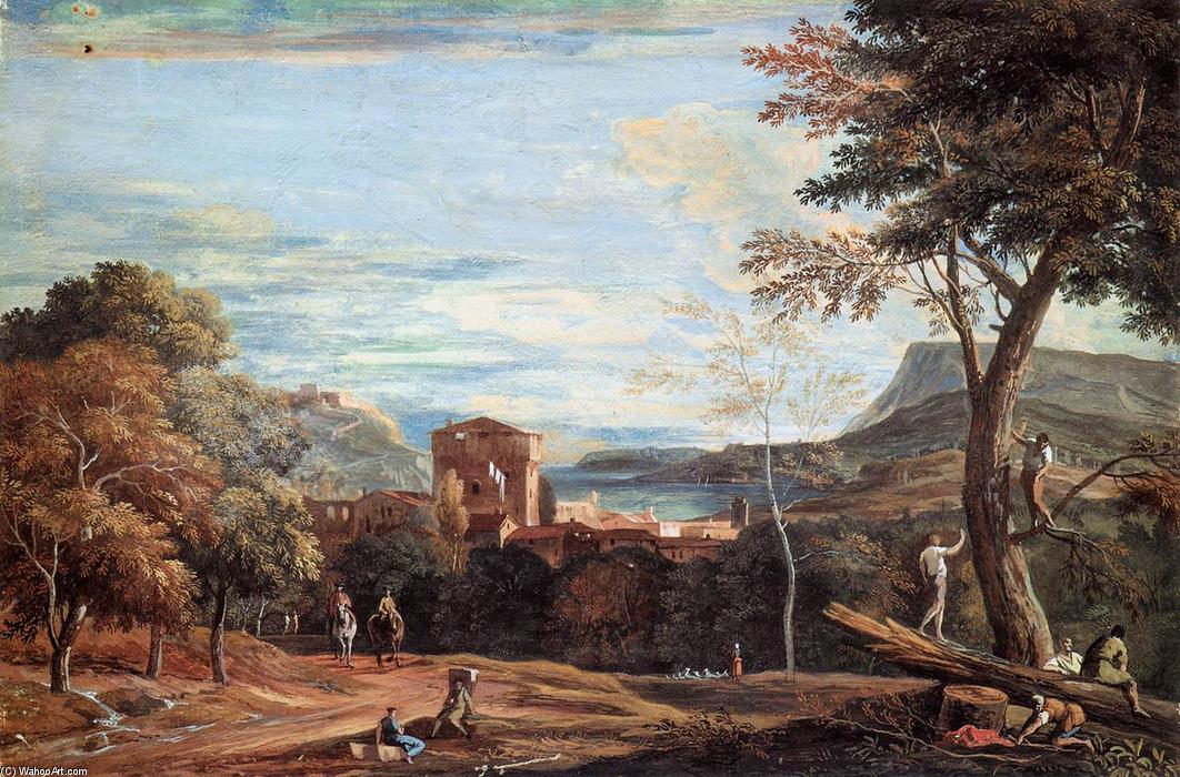 Landscape With Woodcutters And Two Horsemen — Marco Ricci