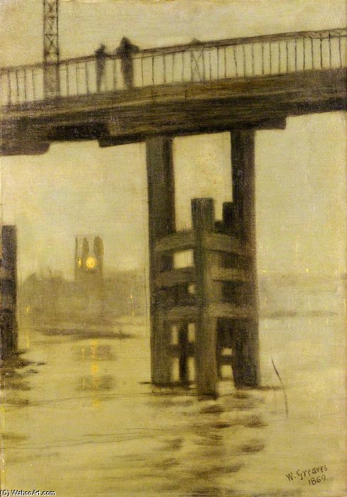 Battersea Bridge, Misty Moonlight — Walter Greaves