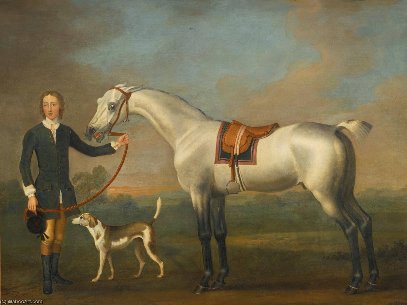 A Gray Hunter Held By A Groom — Thomas Spencer